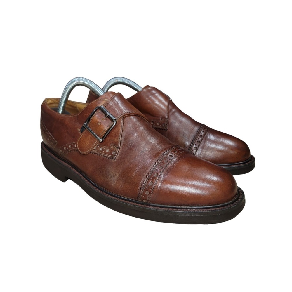 Florsheim Men's Brown Monk Strap Buckle Leather Oxford Dress Shoes Sz 9 D